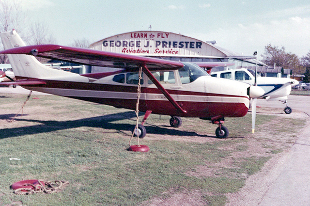 historical photo of George J Priester hangar at Palwaukee Airport